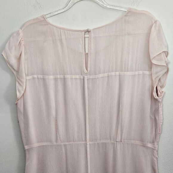 Boden Pink Sheer Elegant Pleated Midi Cap Sleeve Dress Size 6L - Picture 8 of 11
